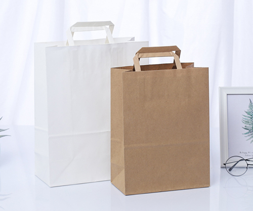 Bolsa de Papel con Asa Plana de Fondo Cuadrado